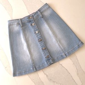 Cello Button Front High Waist Denim Skirt Light Blue XS